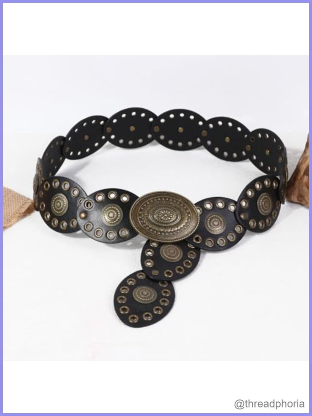 Western Bohemian Y2K Wide Leather Disc Concho Belt Cowgirl Waist Chain